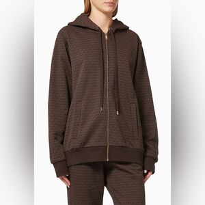 MICHAEL Michael Kors Chocolate Patterned Zip-Up Sweater